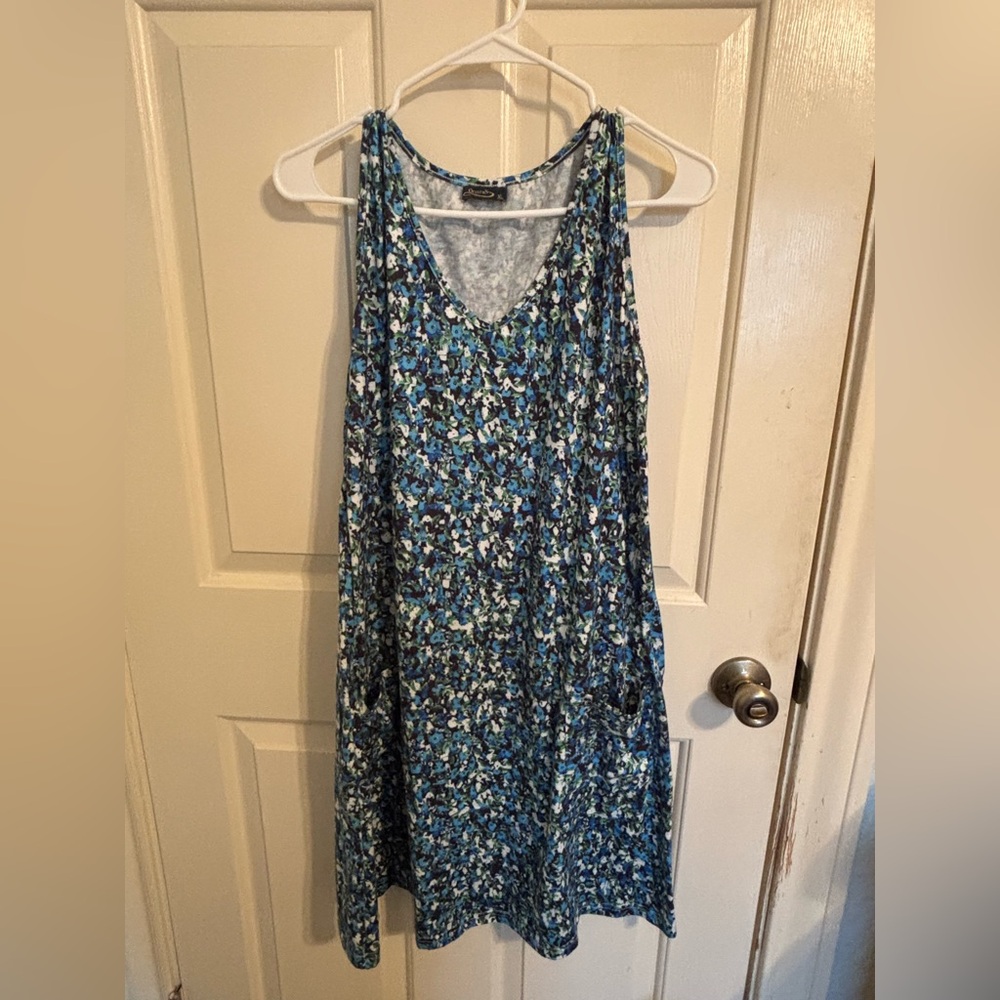 S5 Floral Blue Sleeveless Dress